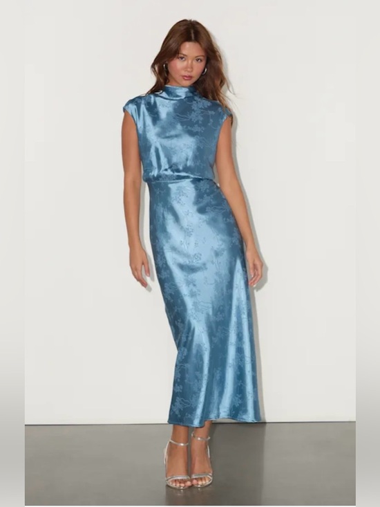 Lulus Dresses & Skirts - Lulus Gia Satin Jacquard Cutout Midi Dress S NWT